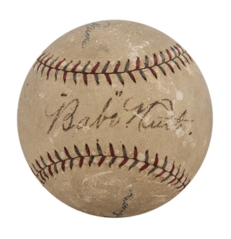 Babe Ruth and Hank Aaron Dual Signed OAL Ban Johnson Baseball (JSA)